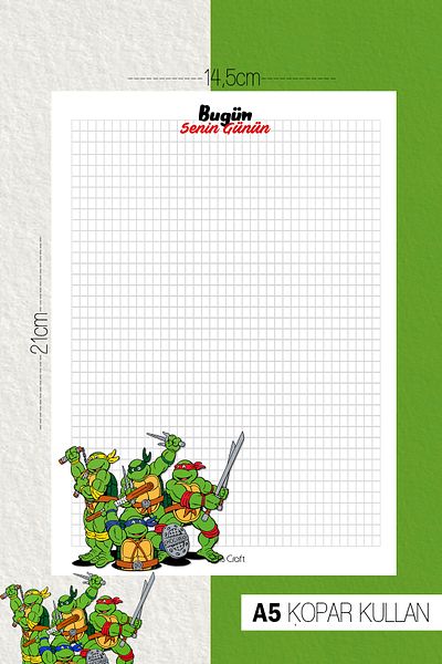 SelisCraft Ninja Turtles Notepad 01 Daily Planner, Σημειωματάριο, Λίστα εκκρεμοτήτων, Σημειωματάριο, Ατζέντα