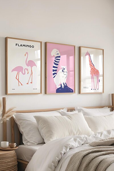 Postifull Set de pictură înrămată, 3 bucăți de rame din lemn și set de poster...