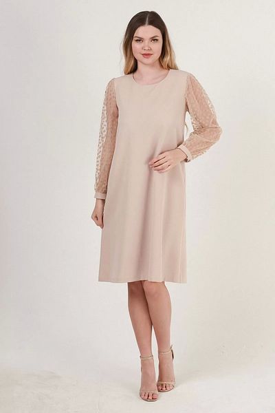 rapellin Comfortable Form Plus Size Dress 1786-beige