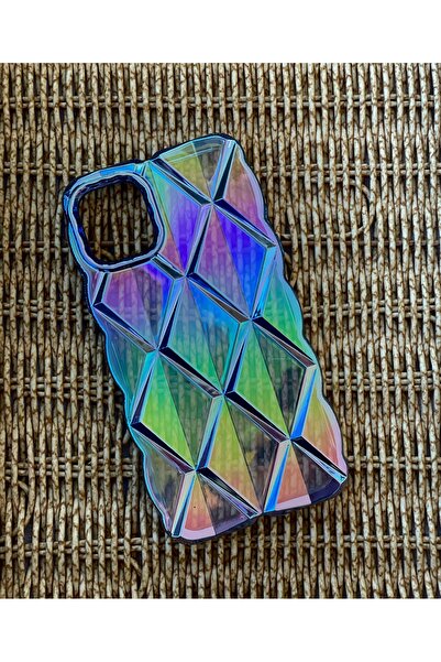 Mopal İphone 13 kristal desenli kılıf yanları mavi