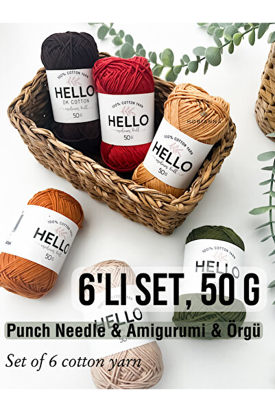 Hobianna Hello Punch & Amigurumi - 6'Lı Vintage Іplik Seti (50 г)
