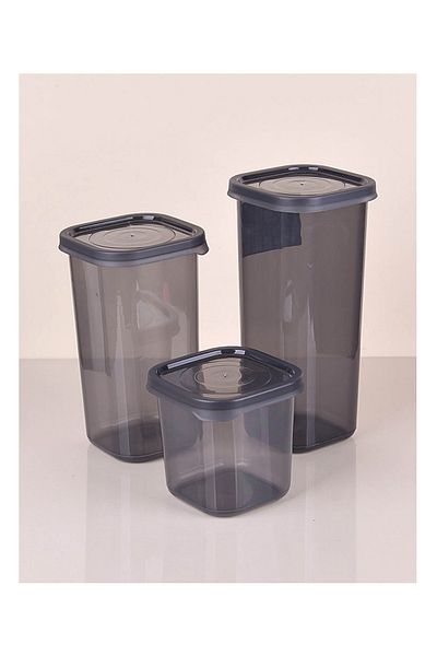 Rasanet 3 Size Anthracite Vertical Square Food Storage Container with Leak Proof Lid ANK150