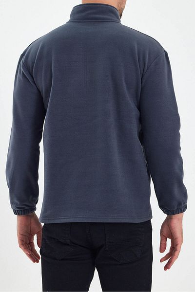 DENSMOOD Men's Zippered Regular Cut Fleece Sweatshirt