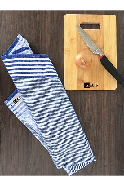 Tuable Πανί κουζίνας Zena Blue ριγέ ανθεκτικό σε λεκέδες - 47x70cm, Πετσέτα σερβιρίσματος πολλαπλών χρήσεων