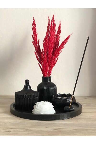 The Lavender Candle Siyah tepsili set