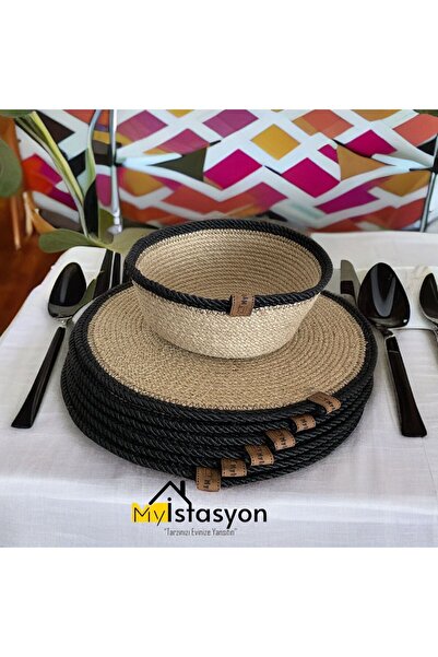 Wicker American Service Underplate Knitted Bamboo Quality Runner 6 Pieces Plate Coaster Basket Stitched Handmade