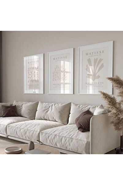 Linacci Set de pictură cu cadru metalic subțire, alb, triplu, din sticlă moale Matisse