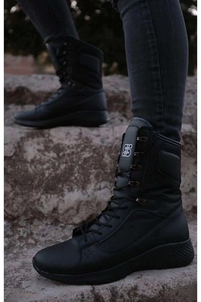 Paolo Zaccardi PZ799 Ορθοπεδικές Ανδρικές Μπότες - Casual Skin, Lace Up Sole, ST Black