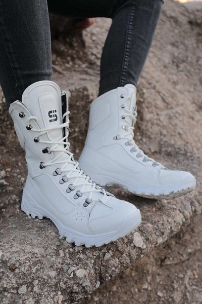 BZ Moda BZ999 Ανδρικές Μπότες Ορθοπεδικής Σόλας - Casual Skin Lace Up, Λευκό