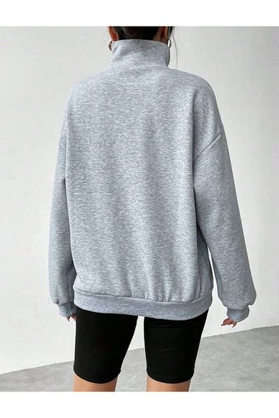 Boi Φούτερ με όρθιο γιακά 3 νήματα Oversize - Πράσινο, Ροζ, Μαύρο, Γκρι, Λευκό