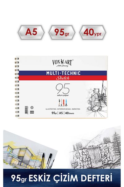 Vox Art 95 g Multitechnic Sketch Drawing Pad - A5