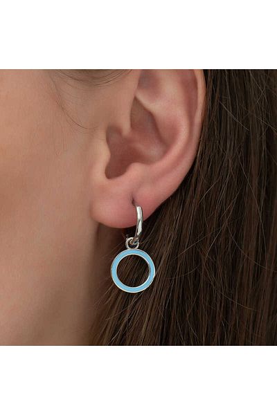 Skygo Blue Phosphorescent Silver Oval Earrings