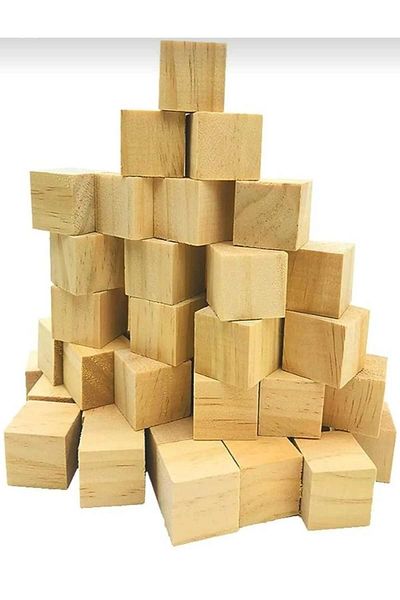 Depomiks Avm Ahsap 20 Pieces 5X5X5Cm Cube Block - Educational Toy and Decorative Cube Blocks