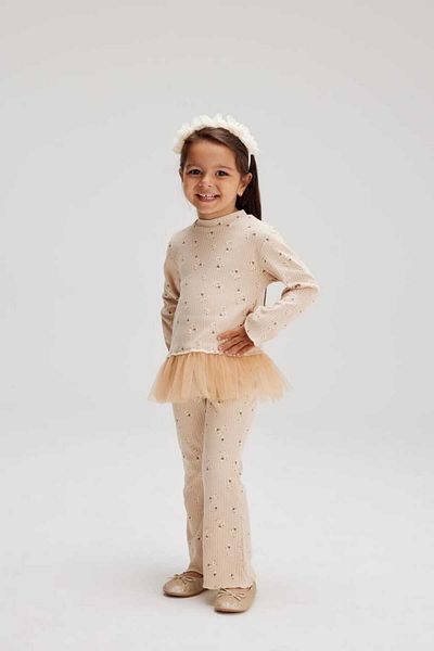 Tudekids Tude Ki̇ds New Season Tule Detailed Girl's Cashkorse Tights Bottom Top Set