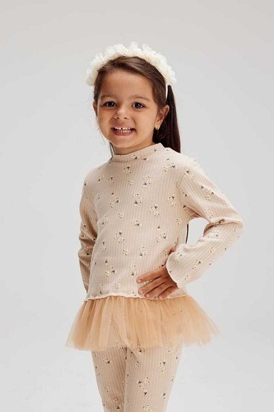 Tudekids Tude Ki̇ds New Season Tule Detailed Girl's Cashkorse Tights Bottom Top Set