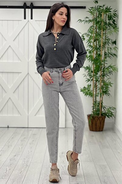 WODDİ Tilda Women's Zero High Waist Mom Fit Jean Trousers