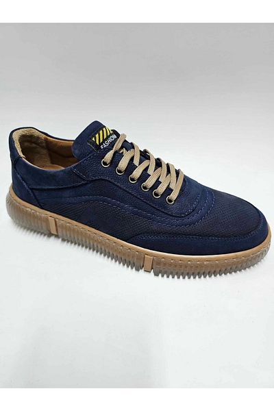 Luis Figo Genuine Leather Number 38-39 Lace-Up Navy Blue Men's Shoes