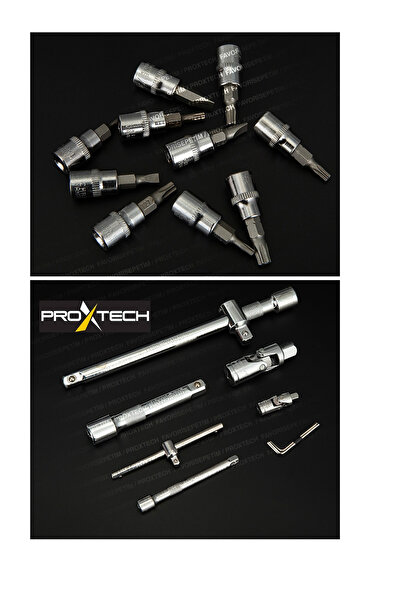 PROXTECH Profesyonel Cr-V Çeliği 120 Parça 1/2 Ve 1/4 Torx Cırcırlı Lokma Anahtar Takımı Bits Uç Full Set