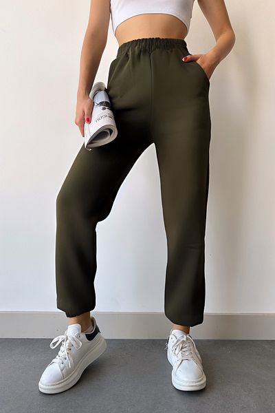 ruNadeS Γυναικεία ελαστικά πόδια Basic Wear με τρεις κλωστές Jogger Sporty Sweat παντελόνι