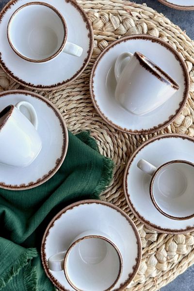 porselenden Luna 1 - 6 Person 90 ml Cream Porcelain Cup Set