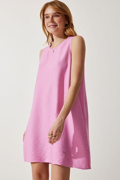 Lovelyİstanbul Rochie clopot din viscoză, fără mâneci, roz deschis - LJH0001