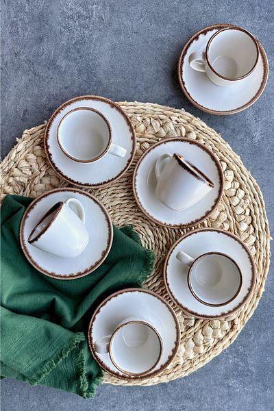 porselenden Luna 1 - 6 Person 90 ml Cream Porcelain Cup Set