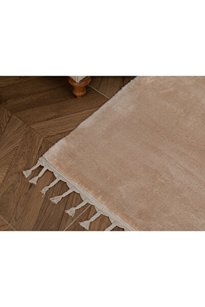 Madame Coco Carol Saçaklı Halı - Vizon - 80x300 Cm