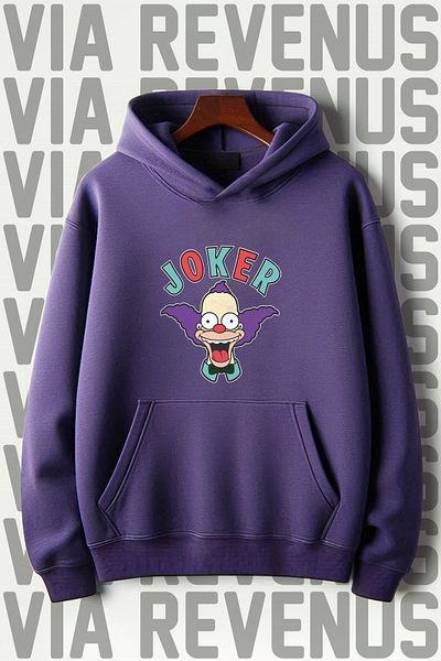 Vordevia Суитшърт с качулка и джоб с кенгуру и 3 нишки, с щампа Joker