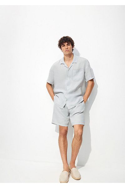 Mavi 0410103-81582 Modell Graue Leinenshorts
