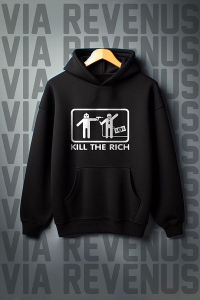 Vordevia Hanorac cu glugă Kill The Rich, cu 3 fire, cu buzunar cangur