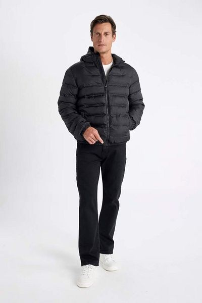 DeFacto Voděodpudivý péřový kabát Slim Fit Slim Fit Kapsa na zip s kapucí 3136579