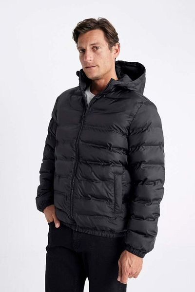 DeFacto Voděodpudivý péřový kabát Slim Fit Slim Fit Kapsa na zip s kapucí 3136579