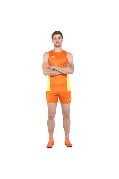 Nivia Zion Track and Field Jersey and Shorts Set | Color: Orange & Lemon Yellow | Size: Extra Large