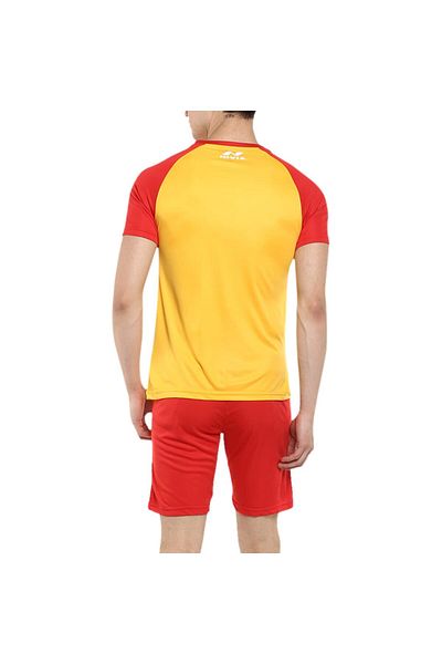Nivia 7175XL4 Polyester Destroyer Football Jersey Set (Yellow/Red, XL)  | For Men, Boys