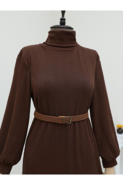 Modamorfo Turtleneck Belted Lycra Dress