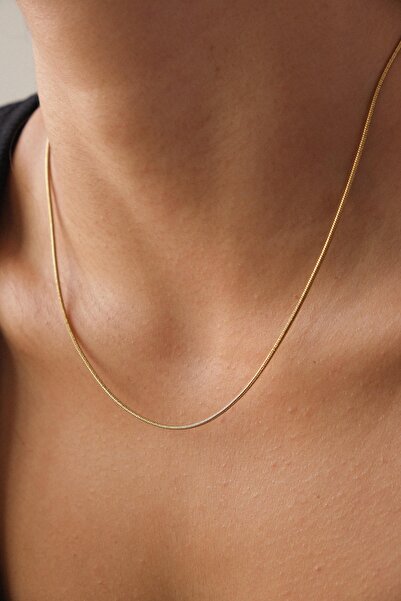 ByFlorya Jewelry Çelik Ince Italyan Zincir Kolye Balık Sırtı Yılan Zincir 1mm Kararmaz Gold Renk 45&60 Cm Unisex