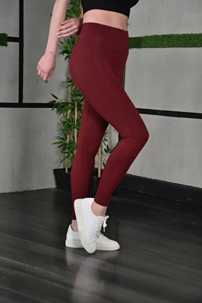 AXXAN Burgundy Patterned High Waist Women's Leggings - Extra Knitted