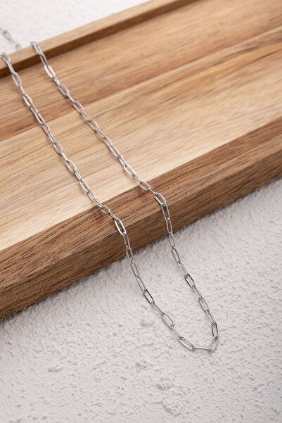 ByFlorya Jewelry قلادة سلسلة كابل مضادة للتشويه مقاس 2 مم - للاستخدام اليومي، حلقة بيضاوية، تفاصيل مشبك ورق فولاذي