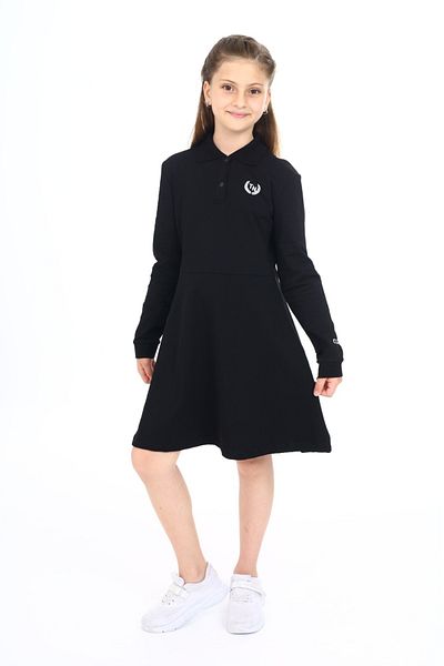 Toontoy Girls' Polo Neck Snap Fastener Printed Dress