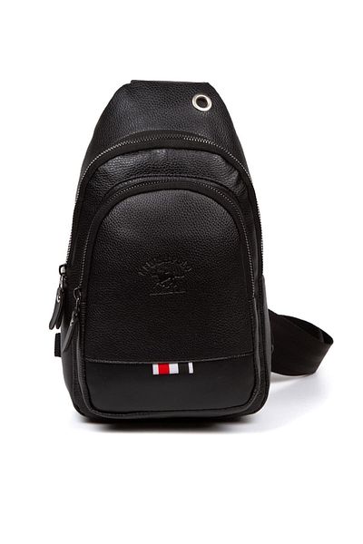 NEWISH POLO ACCESSORIES Ανδρικό Vegan δερμάτινο χιαστί σακίδιο πλάτης και τσάντα στήθους με θύρα ακουστικών