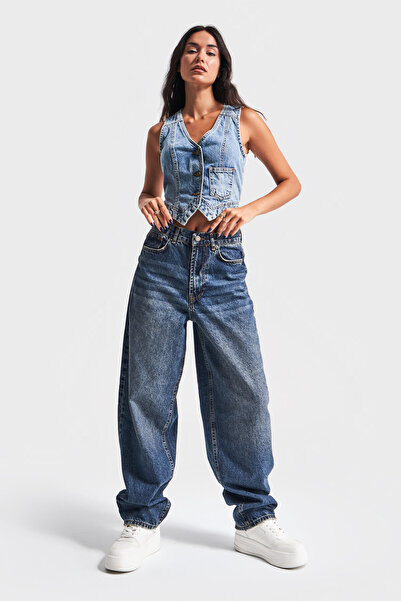 its basic Blugi pentru femei T.Kot Culoare Cindy 2w48 Skater Fir Denim cu croiala larga