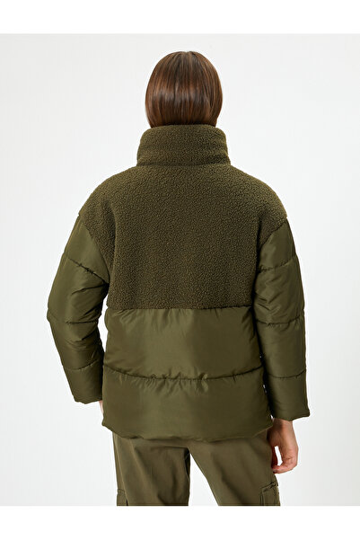 Koton Λούτρινο λεπτομερές πουπουλένιο παλτό - με γιακά και τσέπες με φερμουάρ