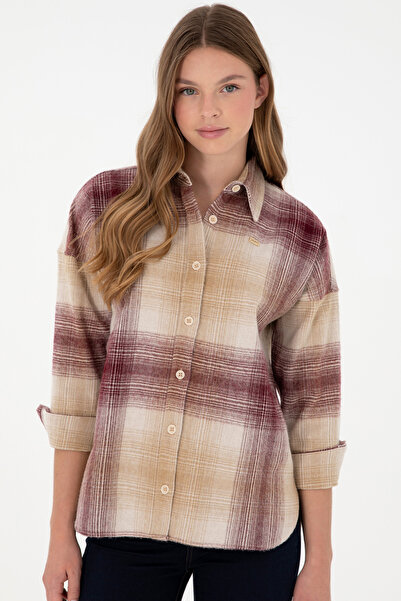 U.S. Polo Assn. Kadın Bordo Uzun Kollu Gömlek 50297439-VR014