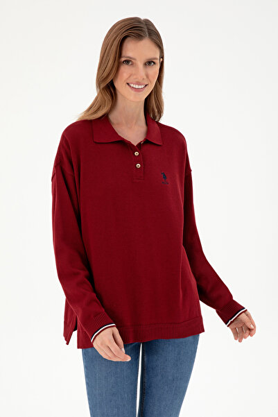 U.S. Polo Assn. Kadın Bordo Polo Yaka Kazak 50297091-VR014