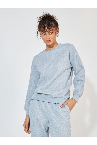 Styli Embossed Look Sweatshirt & Cuffed Jogger Co-Ords