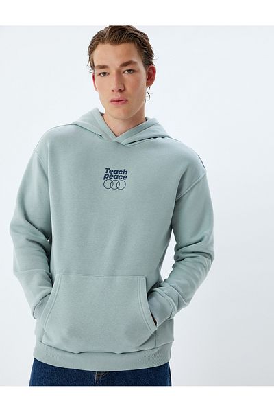 Koton Oversize Hooded Sweatshirt - Slogan Print, Kangaroo Pocket, Cotton Blend