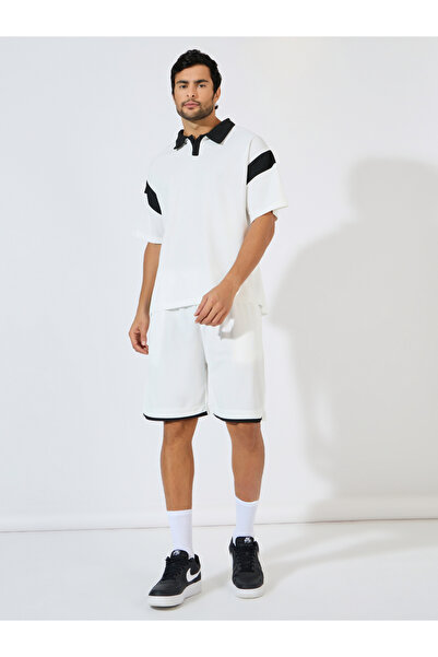 Styli Color Block Dropped Shoulder Polo & Shorts Co-Ords