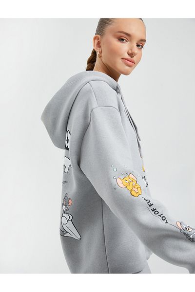 Koton Tom and Jerry Printed Hooded Sweatshirt - Licensed