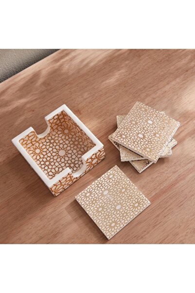 Home Box Armaya Zellige Print 4-Piece Coaster Set - 10x10x4 cm
