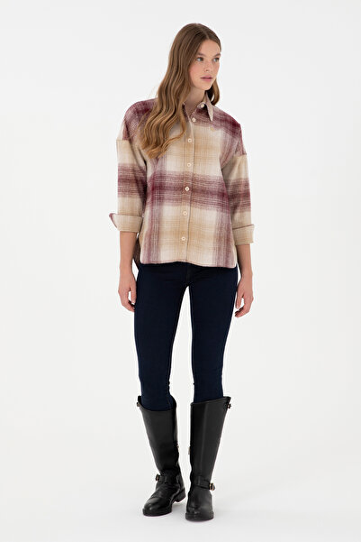 U.S. Polo Assn. Kadın Bordo Uzun Kollu Gömlek 50297439-VR014